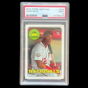 Graded Juan Soto RC 2018 Topps Heritage #502 | Rookie Card | PSA 9 Mets Yankees